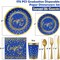 Graduation Decorations 2026-175 PCS Blue Gold Disposable Dinnerware Set, Congrats Grad Party Supplies w/Paper Plates Cups Napkins & Plastic Cutlery, Serves 25 for School College Class 2026